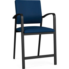 Lesro Newport Hip Guest Chair, Black Frame, Patriot Plus Imperial Blue Vinyl