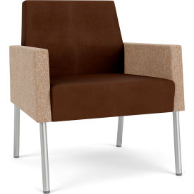 Mystic Lounge Guest Chair, Silver Frame, Patriot Plus Mocha Vinyl Back & Seat