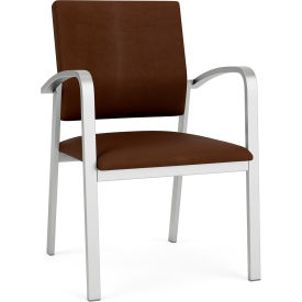 Newport Guest Chair, Silver Frame, Patriot Plus Mocha Vinyl