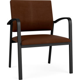 Newport Wide Guest Chair, Black Frame, Patriot Plus Mocha Vinyl