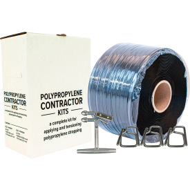 Polypropylene Strapping Kit For 1/2"W, Wire Buckles, White