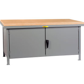 Heavy Duty Cabinet Workbench, Butcher Block Top, 72"W x 36"D, Gray