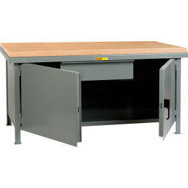 Heavy Duty Cabinet Workbench, Butcher Block Top & 1 Drawer, 72"W x 36"D, Gray