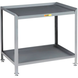 Adjustable Height Workbench, 2 Shelves, 48 x 24", Steel Square Edge, Gray