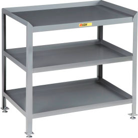 Adjustable Height Workbench, 3 Shelves, 36 x 24", Steel Square Edge, Gray