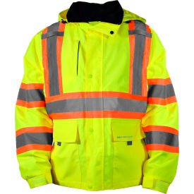 OccuNomix Rip-Stop 2 Tone X-Back Rain Jacket, Class 3, 4XL, Yellow
