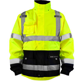 Rip-Stop Black Bottom Rain Jacket, Class 3, M, Yellow