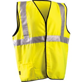 Class 2 Flame Resistant Cotton Rich Single Stripe Solid Vest, 3XL, Yellow