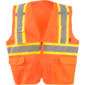 Class 2 High Visibility Two-Tone Surveyor X-Back Mesh Vest, 4XL, Orange