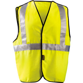 Class 2 Flame Resistant Cotton Rich 5-Point Breakaway Solid Vest, 2XL, Yellow