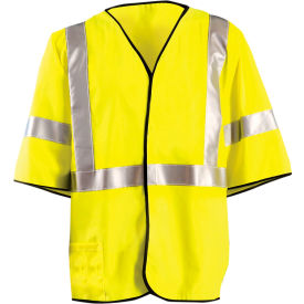 Class 3 Flame Resistant Cotton Rich Single Stripe Solid Vest, M, Yellow