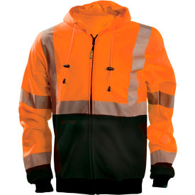 Black Bottom X-Back Hoodie Sweatshirt w/Zipper, M, Orange