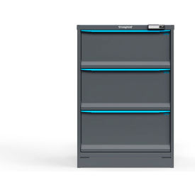 Strong Hold Modular Drawer Cabinet, 3 Drawers, 30"W x 29"D x 44"H, Blue/Gray, Electronic Lock