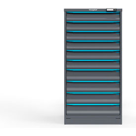 Modular Drawer Cabinet, 10 Drawers, 184 Comp., 30"Wx29"Dx60"H, Blue/Gray, Electric Lock