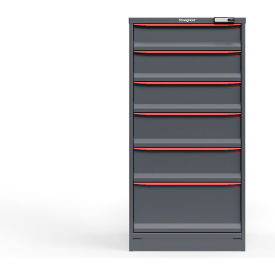 Strong Hold Modular Drawer Cabinet, 6 Drawers, 42 Comp., 30"W x 29"D x 60"H, Red/Gray, Elec. Lock