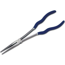 Bent Needle Nose Plier, Plastic Dipped Handle, 11"L, Blue