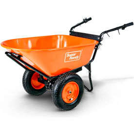 Electric Dualie Wheelbarrow, 12V 7Ah AGM Batteries, 330 lb. Load Capacity, Orange