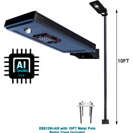 AI-Smart Cree LED Light with Detachable Pole, 10W, 5000K, 1600 Lumens, Black