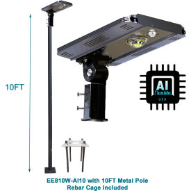 AI-Smart CREE LED Area Light with Pole, 10W, 5000K, 1600 Lumens, Gray