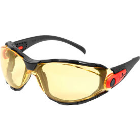 Full Frame Safety Glasses, Amber AF/PC Lens, Black/Orange