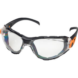 Full Frame Safety Glasses, Clear AF/PC Lens, Black/Orange
