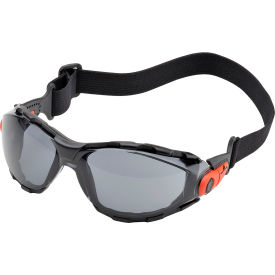 Go-Specs Full Frame Safety Glasses, Gray AF/PC Lens with Elastic Fabric Strap