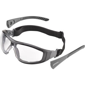 Full Frame Safety Glasses, Replaceable Clear Anti-Fog/Polycarbonate Lens, Black/Gray