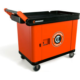 Industrial Utility Tool Cart w/ Single Door Lockable Storage, 500 lb. Cap, Orange