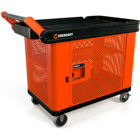 Industrial Utility Tool Cart with Mesh Panel Lockable Storage, 500 lb. Capacity, Orange