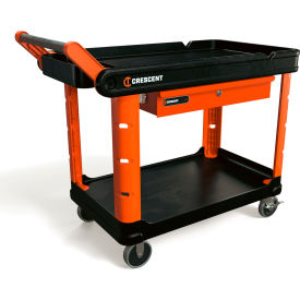 Industrial Utility Tool Cart with Tool Drawer, 500 lb. Capacity, Black/Orange