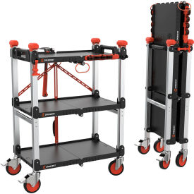 Folding Jobsite Cart, 300 lb. Cap., 30-5/8"W x 20"D x 42-1/2"H, Black/Orange