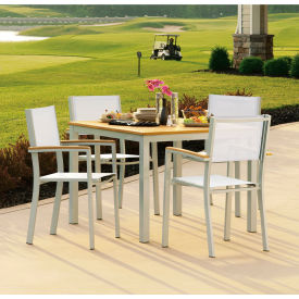 40" Square Dining Set, 4 Armchairs, Natural Sling/Top