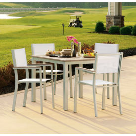 Oxford Garden 40" Square Dining Set, 4 Armchairs, Natural Sling/Vintage Top