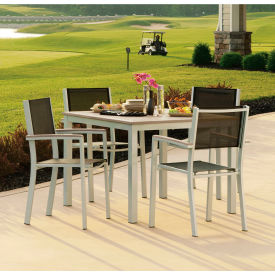 Travira 40" Square Dining Set, 4 Armchairs, Black Sling/Vintage Top