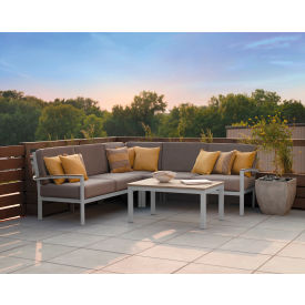 Travira 4-Piece Modular Seating Set & Vintage Tekwood Table, Flint
