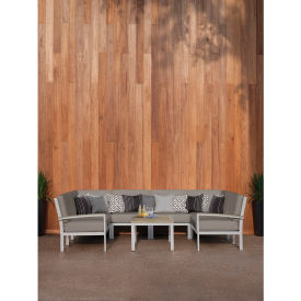 Travira 7-Piece Modular Seating Set & Vintage Tekwood Table, Flint