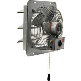 12" Galvanized Shutter Fan with Pull Chain, Cord & Plug, 772 CFM, 3 Speed, 1 Phase