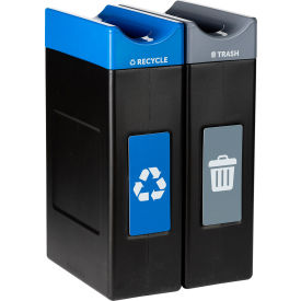 30 Gallon Commercial Zone Avante 2-Stream Recycling Can, Black/Gray/Blue
