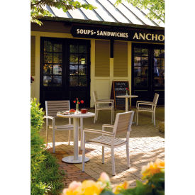 24" Round Bistro Table Set, 2 Armchairs, Vintage Top/Seat/Back