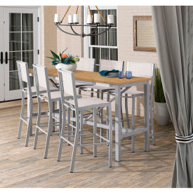 Travira 72-1/2" Rectangular Bar Table Set, 6 Chairs, Natural Sling/Top
