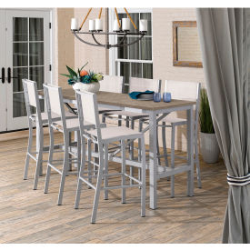 Travira 72-1/2" Rectangular Bar Table Set, 6 Chairs, Natural Sling/Vintage Top