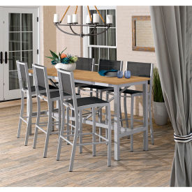 Travira 72-1/2" Rectangular Bar Table Set, 6 Chairs, Black Sling/Natural Top