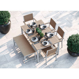 Oxford Garden Travira 63" Rectangular Dining Set, 4 Armchairs, Vintage Top/Seat/Back