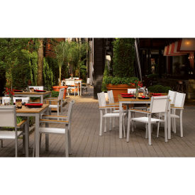 Travira 63" Rectangular Dining Set, 6 Armchairs, Natural Sling/Top