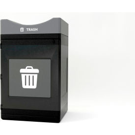 Standard Open Top Recycling Can, 55 Gallon Capacity, Black/Gray