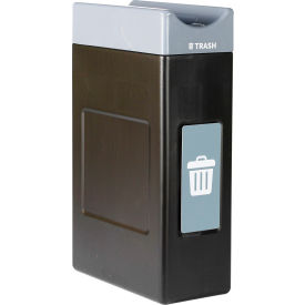 Avante Narrow Open Top Recycling Can, 55 Gallon Capacity, Black/Gray