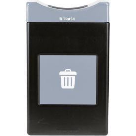 Avante Shallow Open Top Recycling Can, 55 Gallon Capacity, Black/Gray