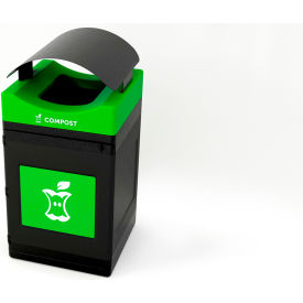 Avante Standard Canopy Top Recycling Can, 55 Gallon Capacity, Black/Green