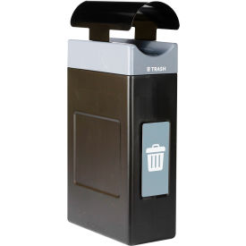 Avante Narrow Canopy Top Recycling Can, 30 Gallon Capacity, Black/Gray