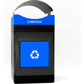Avante Standard Canopy Top Recycling Can, 55 Gallon Capacity, Black/Blue